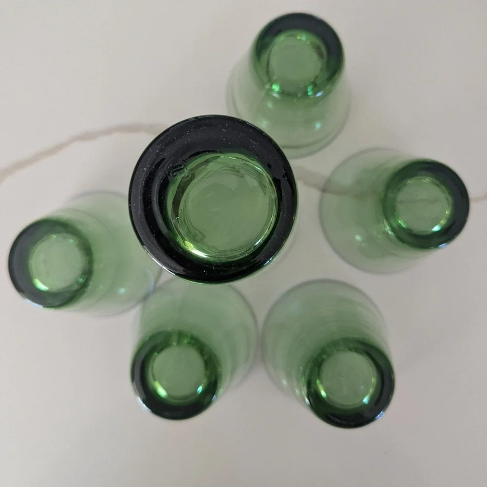 Vtg Libbey Green Glass Tumbler and Juice Glasses Set of 6 MCM Bark‎ Texture